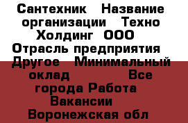 Сантехник › Название организации ­ Техно-Холдинг, ООО › Отрасль предприятия ­ Другое › Минимальный оклад ­ 40 000 - Все города Работа » Вакансии   . Воронежская обл.